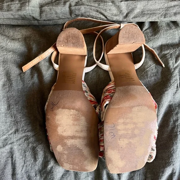 Kensie Kadence Floral Bow Satin Ankle Strap High Heel Sandal - Picture 7 of 9